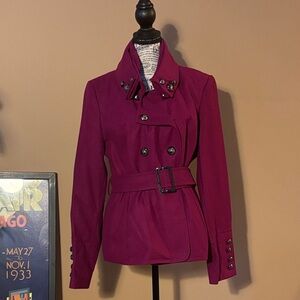 Black Rivet Women's Magenta Trench Coat